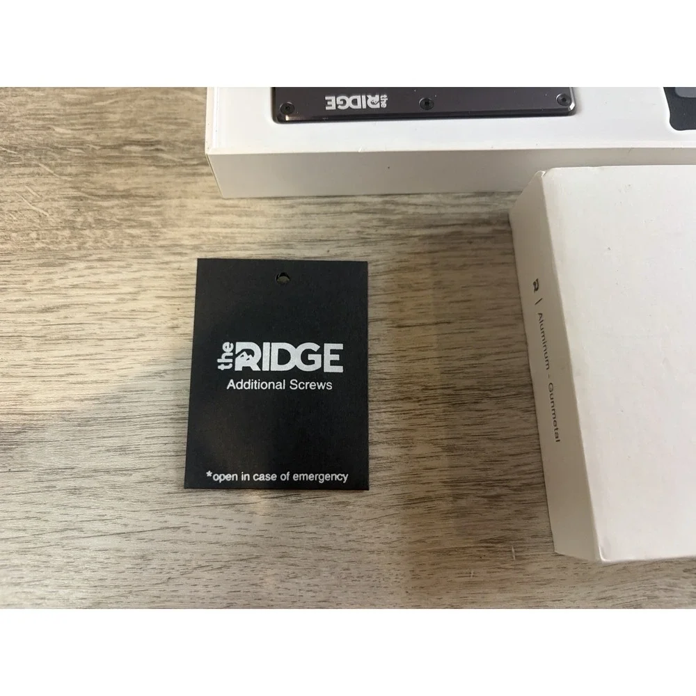 Ridge Mens Slim Metal Wallet Bundle Aluminum Gunmetal New Open Box